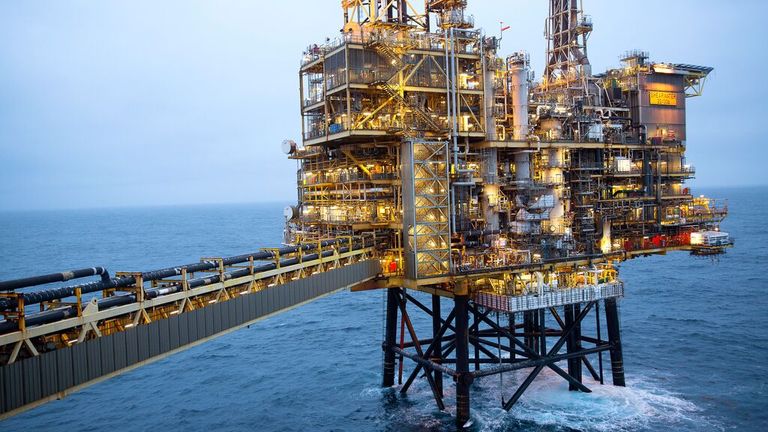 Shearwater Platform with walkway leading to wellhead jacket. Off the coast of Aberdeen, Scotland, 2014. Jackdaw will be connected to this. Pic: Photographic Services, Shell International Ltd