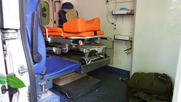 În interiorul unei ambulanțe din orașul Slovyansk din estul Ucrainei 