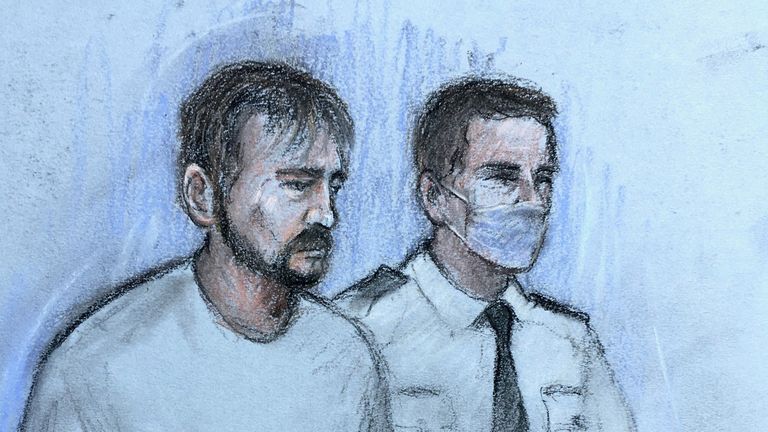 Court artist sketch by Elizabeth Cook of Collin Reeves (left), of Dragon Rise, Norton Fitzwarren, in the dock at Taunton Magistrates&#39; Court charged with the murder of Jennifer and Stephen Chapple, who were stabbed to death at their home in a Somerset village. Picture date: Thursday November 25, 2021.
Read less
Picture by: Elizabeth Cook/PA Archive/PA Images