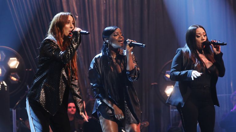 (left to right) Siobhan Donaghy, Keisha Buchanan and Mutya Buena of the Sugababes performing during the filming for the Graham Norton Show at BBC Studioworks 6 Television Centre, Wood Lane, London, to be aired on BBC One on…
