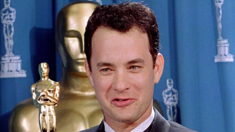Tom Hanks after winning an Oscar for Philadelphia. Pic: Reuters