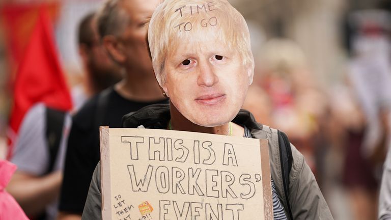 This protester urged the prime minister to resign