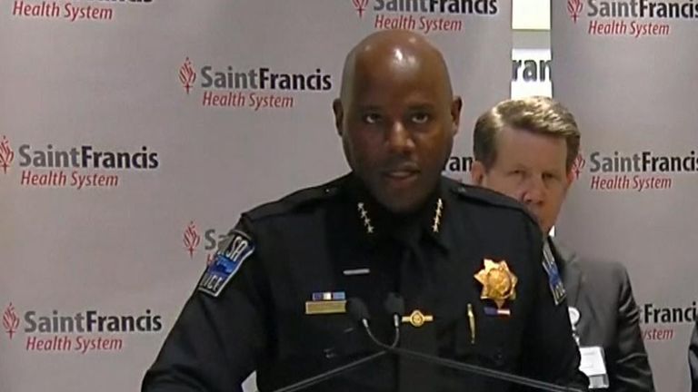 Chief Wendell Franklin of Tulsa Police revealed that Michael Lewis purchased one gun an hour before the shooting and the other three days before. Pic AP