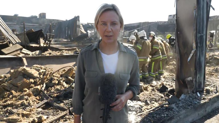 Sally Lockwood surveys the destruction where a shopping centre stood in Ukraine