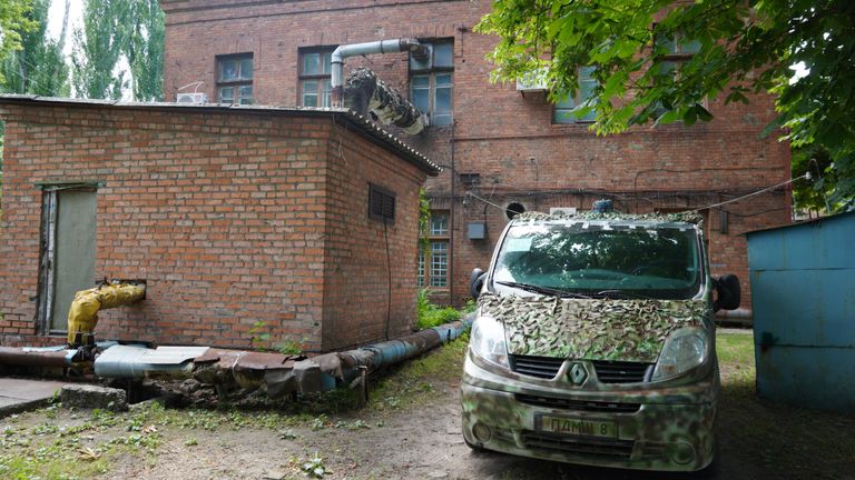 An ad-hoc ambulance base in the city of Slovyansk               