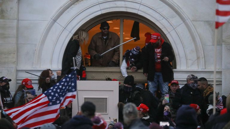 Supporters of U.S. President Donald Trump gather in front of the U.S. Capitol in Washington, U.S., January 6, 2021.Reuters/Leah Millis