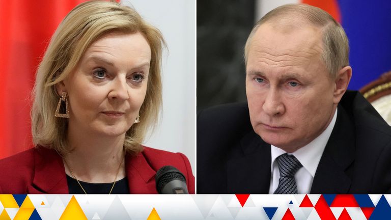 Liz Truss and  Vladimir Putin