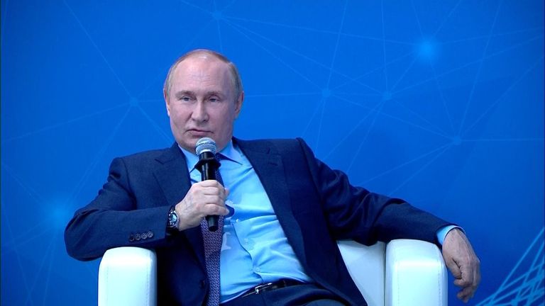 Speaking to entrepreneurs, Vladimir Putin compares his invasion of Ukraine with Peter the Great&#39;s invasion of eastern and central Europe in the early 18th century. Pic: AP