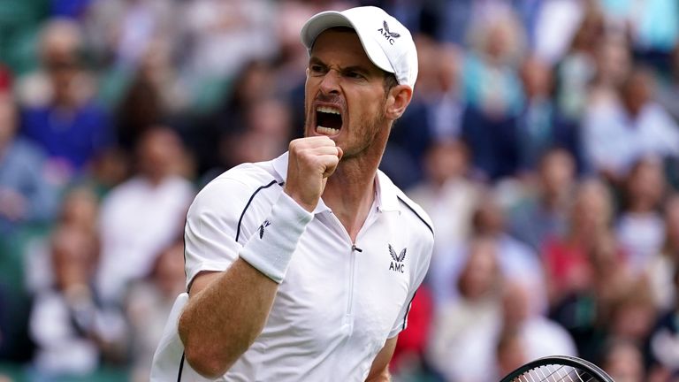 Andy Murray during his match against James Duckworth on day one of the 2022 Wimbledon Championships at the All England Lawn Tennis and Croquet Club, Wimbledon. Picture date: Monday June 27, 2022.
