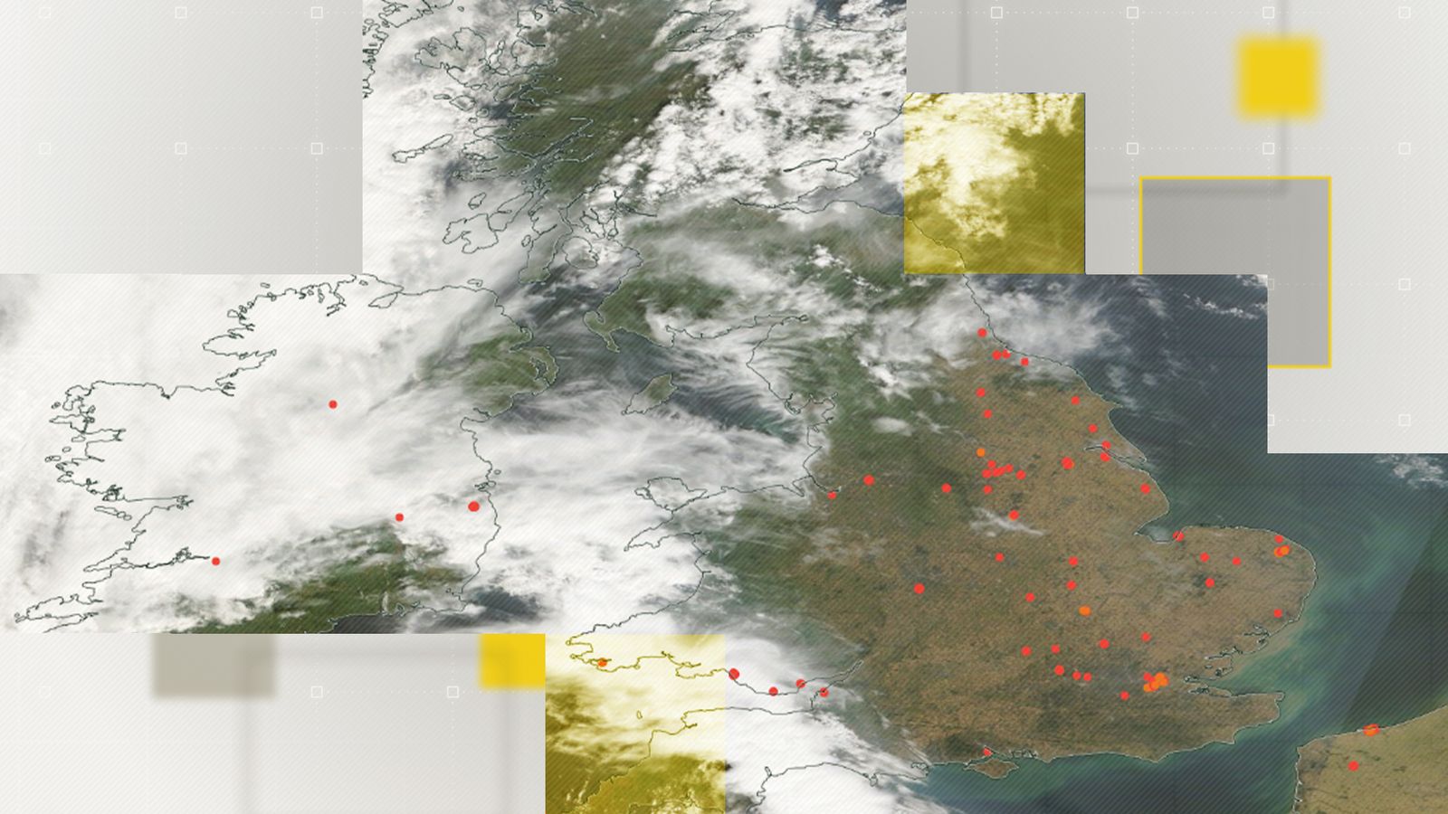 Das Ausmaß der Brände, die am heißesten Tag in ganz Großbritannien wüten, wurde in Satellitenbildern aus der NASA-Datenbank entdeckt |  Neuigkeiten zum Klima