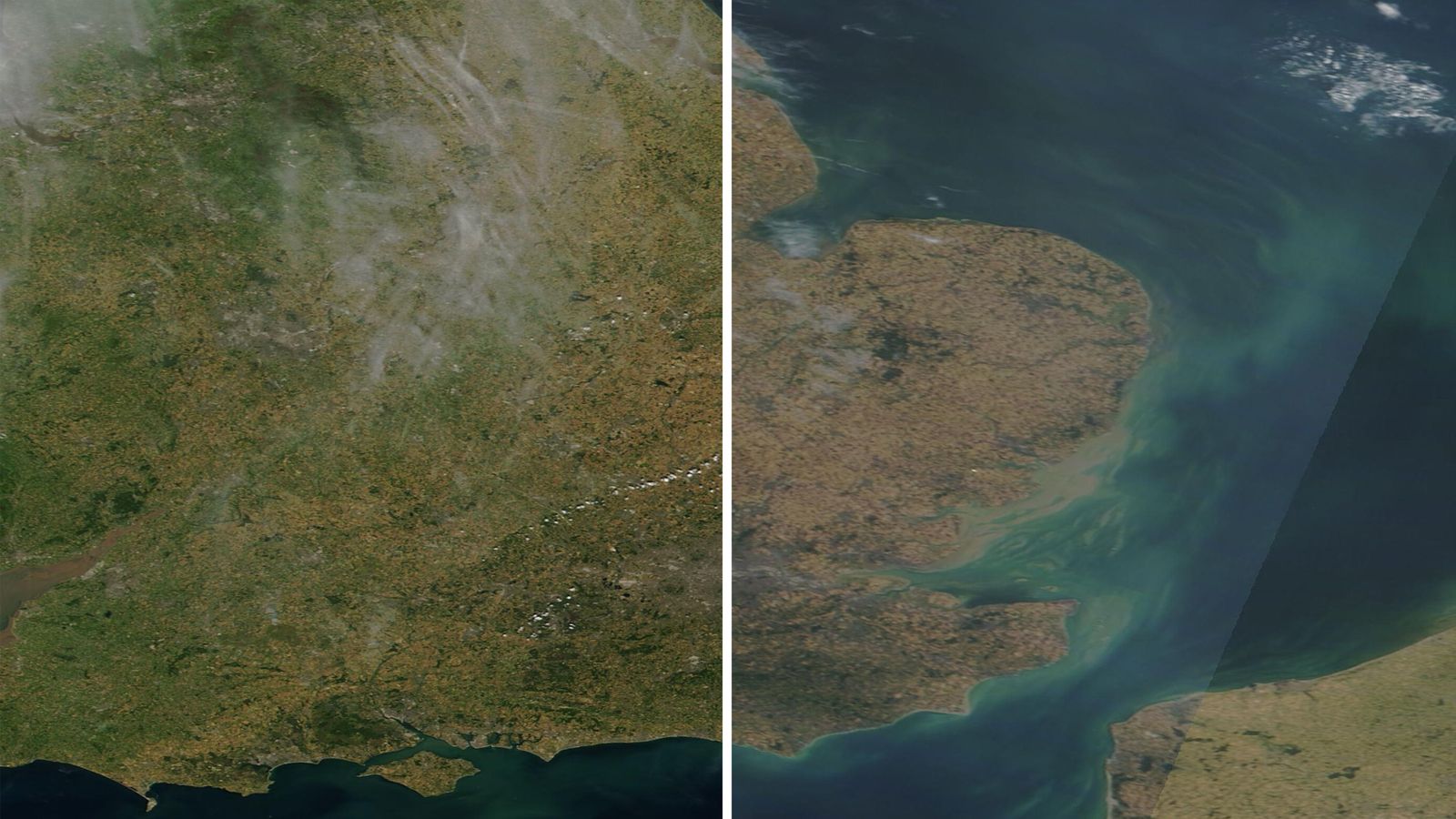UK weather: Dramatic satellite pictures show the impact of the heatwave as high temperatures hit country | UK News