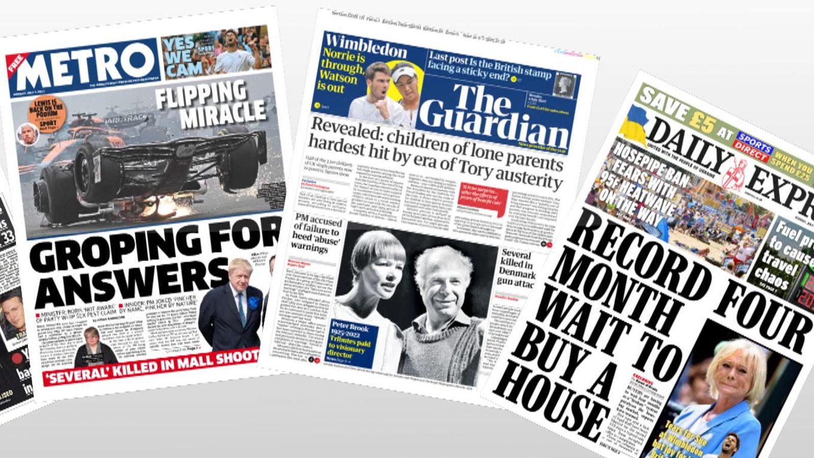 Mondays National Newspaper Front Pages Uk News Sky News