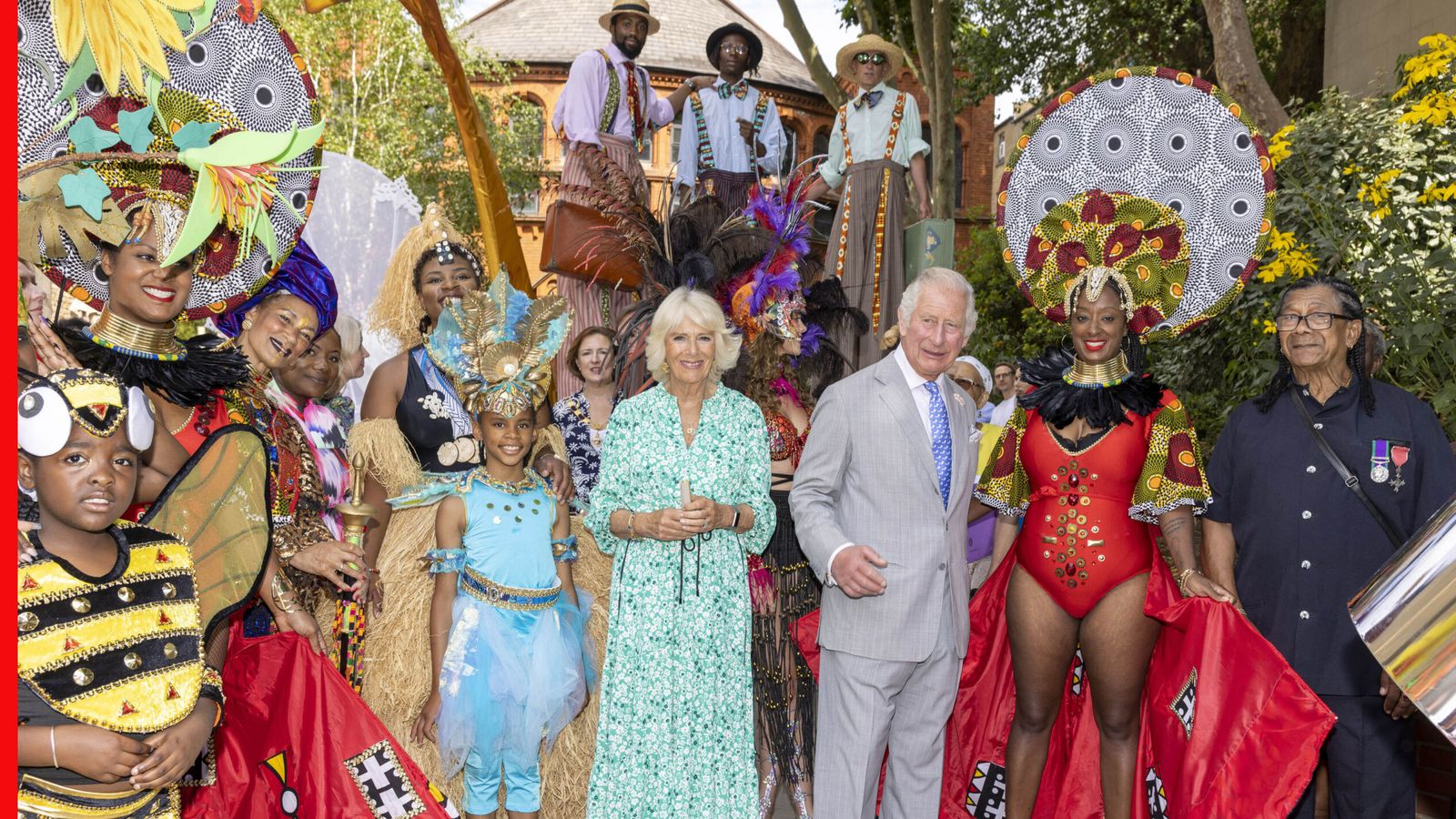 Prince Charles tries the steel drums at Notting Hill Carnival