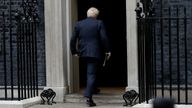 British Prime Minister Boris Johnson leaves after making a statement at Downing Street in London, Britain, July 7, 2022. REUTERS/Peter Nicholls

