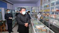 North Korean leader Kim Jong Un wears a face mask in the coronavirus disease (COVID-19) outbreak, while inspecting a pharmacy in Pyongyang. Pic: KCNA