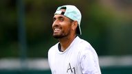 Nick Kyrgios during a practice session on day nine of the 2022 Wimbledon Championships at the All England Lawn Tennis and Croquet Club, Wimbledon. Picture date: Tuesday July 5, 2022.
