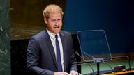 Britain&#39;s Prince Harry addresses the U.N. General Assembly during its annual celebration of Nelson Mandela International Day, Monday, July 18, 2022, at United Nations headquarters. The 37-year-old duke of Sussex was the keynote speaker at the U.N. event and South Africa&#39;s U.N. Mission said Friday his remarks "will be around the memories and legacy of Mandela and what has been learned from his struggle and his life that can help up face the new challenges in the world today." (AP Photo/John Minchillo)