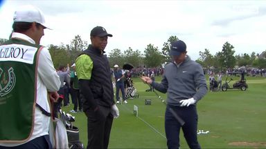 Rory borrows Tiger's driver!