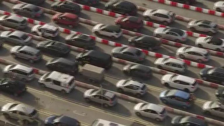 Roads leading to the Port of Dover were busy on Sunday morning, but moving as normal. 