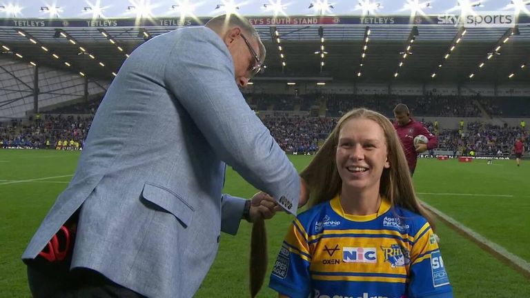 Leeds Rhinos star cuts her hair for charity