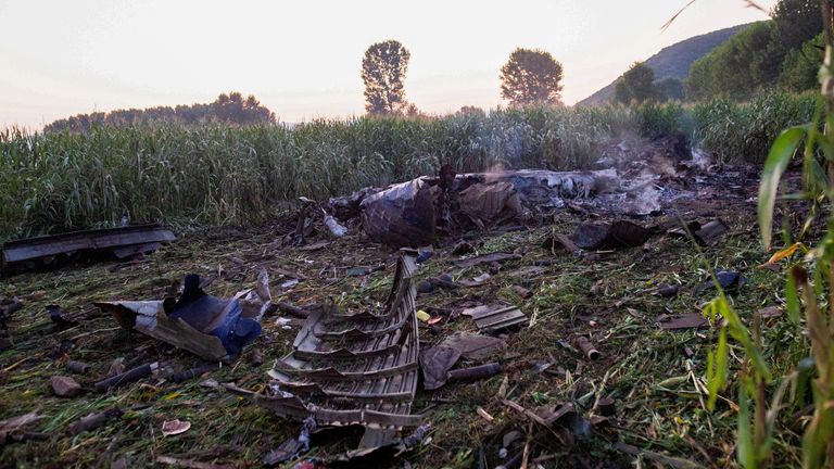 Debris strewn across the crash site