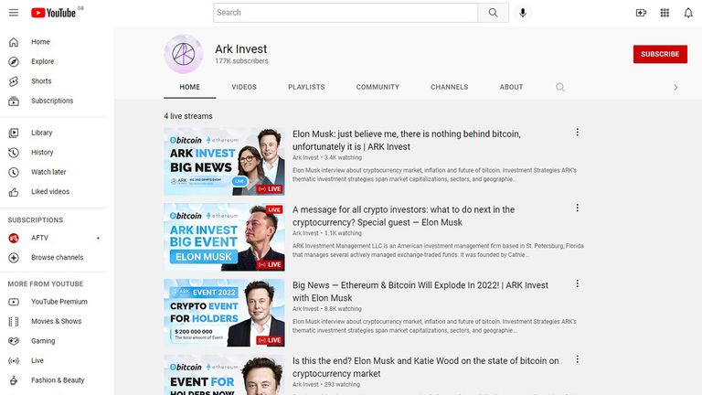 The Army&#39;s YouTube channel featured videos on cryptocurrency and images of Mr Musk