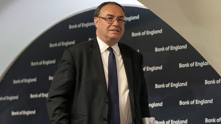 Governor of the Bank of England Andrew Bailey leaving the Bank of England Monetary Policy Report Press Conference at the Bank of England, London, following the decision on interest rates. Picture date: Thursday May 5, 2022.
