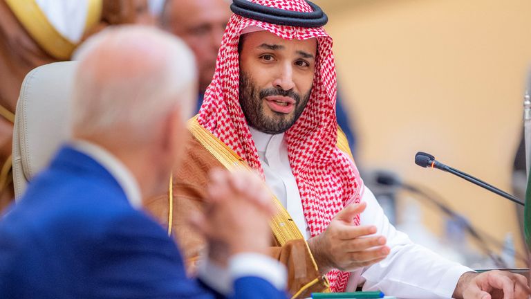 Mr Biden&#39;s interactions with the crown prince (pictured) are being closely watched