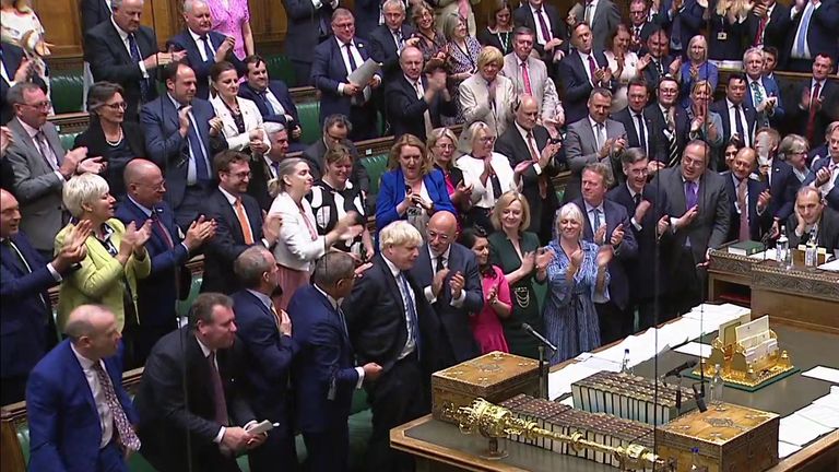 Boris Johnson leaves to applause 