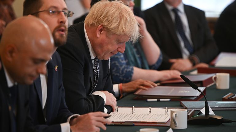 Prime Minister Boris Johnson holds a Cabinet meeting at 10 Downing Street, London. Picture date: Tuesday July 5, 2022.
