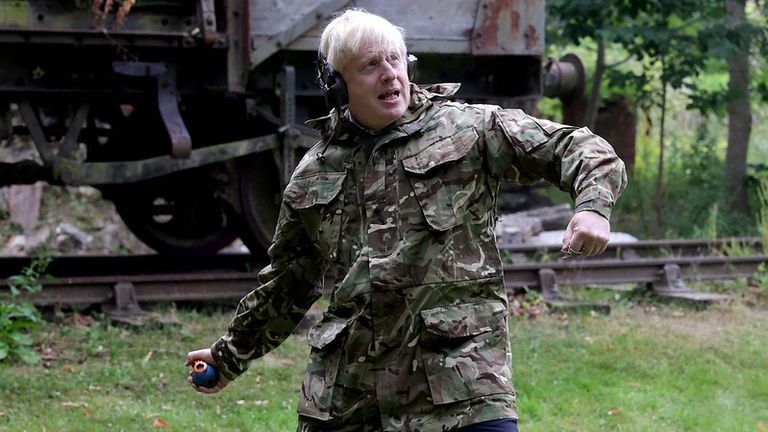 Boris Johnson throwing a grenade.  Pic: Downing Street