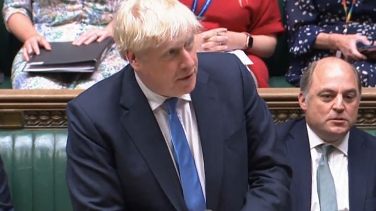  screengrab from Parliament TV of Prime Minister Boris Johnson in the House of Commons making a statement to MPs on the recent, Nato, G7 and the Commonwealth Heads of Government Meeting (CHOGM) meetings. Picture date: Monday July 4, 2022.