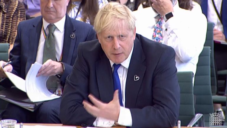 Prime Minister Boris Johnson appearing in front of the Liaison Committee in the House of Commons, London, on the subject of the work of the Prime Minister. Picture date: Wednesday July 6, 2022.
