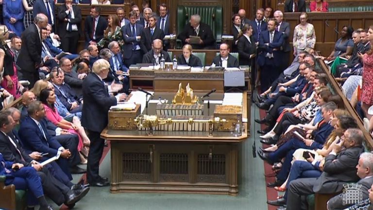 Prime Minister Boris Johnson speaks during Prime Minister's Questions in the House of Commons, London. Picture date: Wednesday July 20, 2022.
