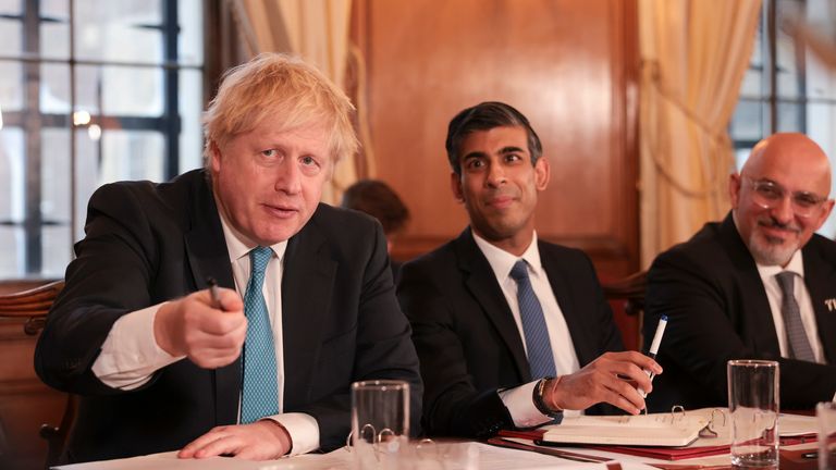 08/02/2022. London, United Kingdom. Boris Johnson hosts the Prime Ministers Business Council alongside the Rishi Sunak, Chancellor of the Exchequer and leading business figures in 10 Downing Street. Picture by Simon Dawson / No 10 Downing Street    