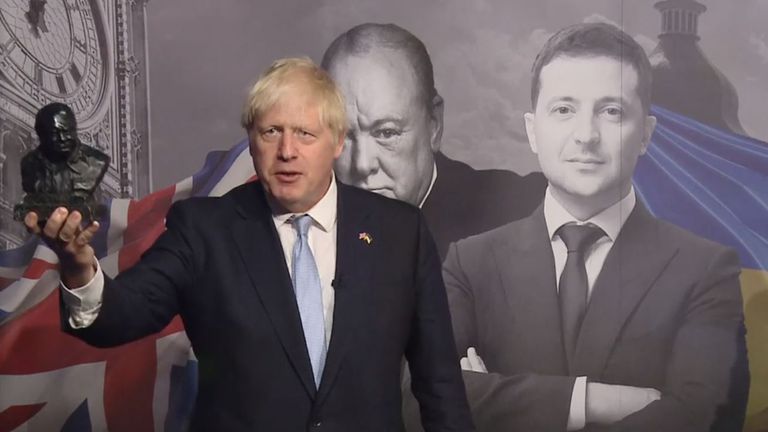Boris Johnson with the Sir Winston Churchill Leadership Award