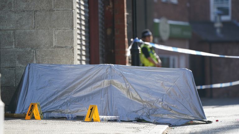 Police at the scene in Boston after a nine-year-old girl died from a suspected stab wound. Picture date: Friday July 29, 2022.