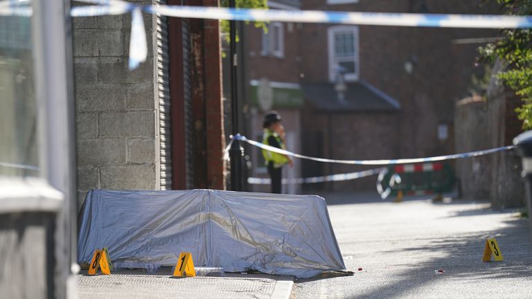 Police at the scene in Boston after a nine-year-old girl died from a suspected stab wound. Picture date: Friday July 29, 2022.