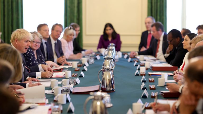 12/07/2022. London, United Kingdom. Prime Minister Boris Johnson - Weekly Cabinet Meeting. The Prime Minister Boris Johnson chairs his weekly Cabinet in the the Cabinet Room of No10 Downing Street. Picture by Andrew Parsons / No 10 Downing Street