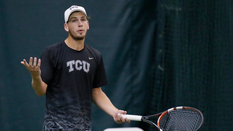 Cameron Norrie pictured competing while he was at TCU in 2017. Image: AP