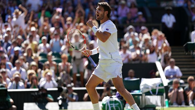 Cameron Norrie during the Gentlemen&#39;s Singles Semi Final against Novak Djokovic on day twelve of the 2022 Wimbledon Championships at the All England Lawn Tennis and Croquet Club, Wimbledon. Picture date: Friday July 8, 2022.