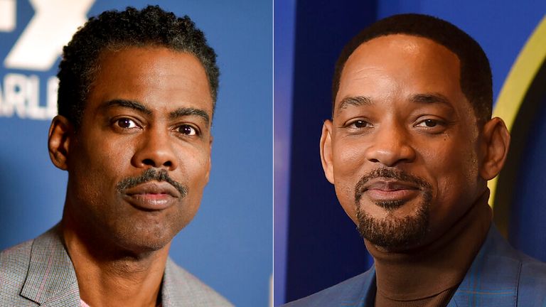 FILE - In this combo of file photos, Chris Rock, left, appears at the the FX portion of the Television Critics Association Winter press tour in Pasadena, Calif., on Jan. 9, 2020; and Will Smith appears at the 94th Academy Awards nominees luncheon in Los Angeles on March 7, 2022. Smith has again apologized to Chris Rock for slapping him during the Oscar telecast in a new video, saying that his behavior was ...unacceptable... and revealing that he reached out to the comedian to discuss the incident but was told Rock wasn&#39;t ready. (AP Photo/File)