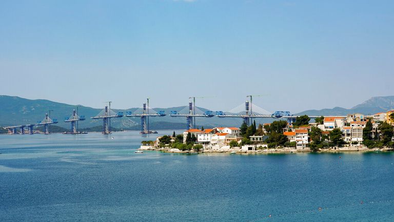 Photo of Peljeac Bridge under construction last June Photo: AP 