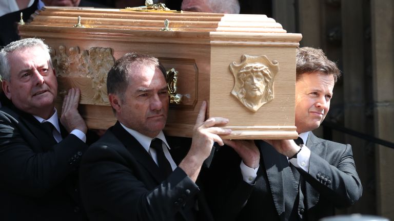 ‘Can’t understand why he’s gone’: Declan Donnelly attends Requiem Mass for his brother