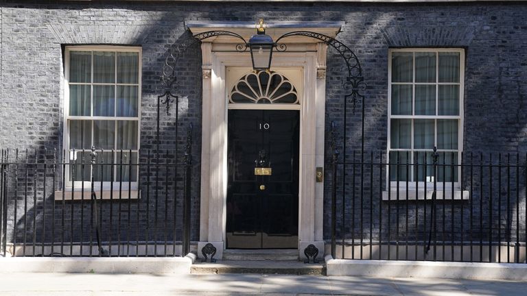 The door of 10 Downing Street, London, following the resignation Prime Minister Boris Johnson on Thursday. Picture date: Friday July 8, 2022.

