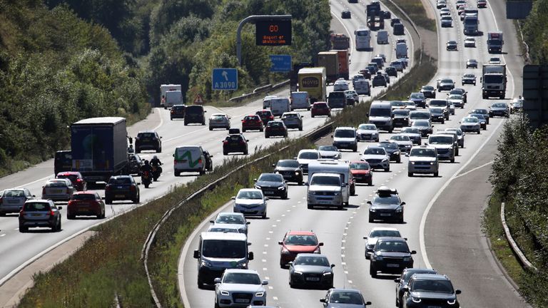 EMBARGOED TO 0001 WEDNESDAY JULY 20 File photo dated 23/8/2019 of traffic along the M3 motorway near to Winchester in Hampshire. This weekend will be the busiest summer getaway in at least eight years, drivers have been warned. Issue date: Wednesday July 20, 2022.
