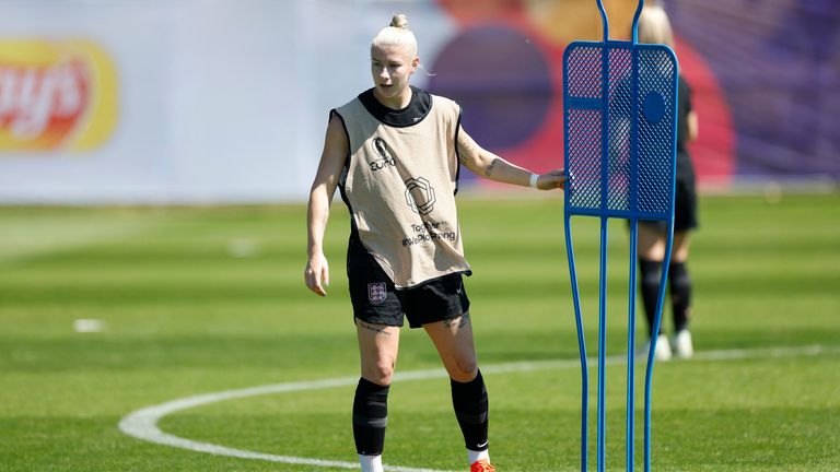 Soccer Football - Women&#39;s Euro 2022 - Group A - England Training - The Lensbury, Teddington, Britain - July 10, 2022 England&#39;s Bethany England during training REUTERS/Peter Cziborra
