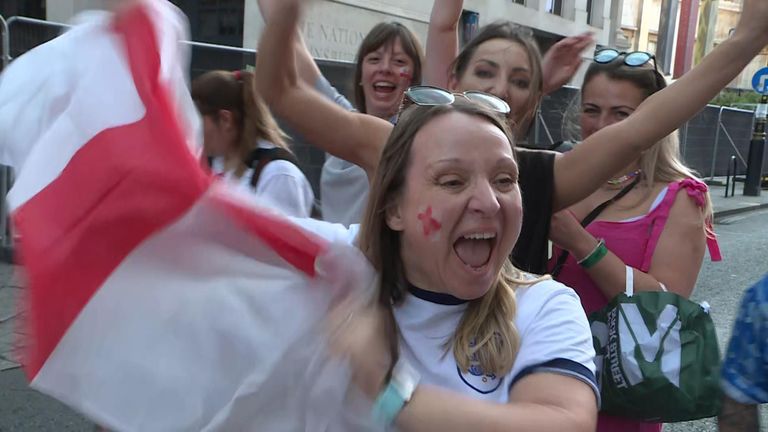 England&#39;s lionesses bring it home. The fans take a moment from celebrating the 2-1 victory over Germany to share how important this win is to them.