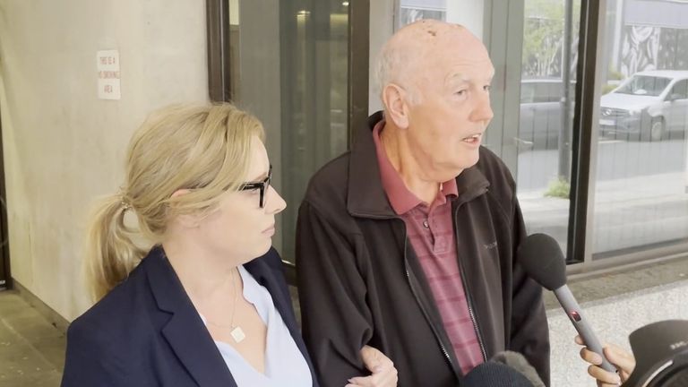 Pensioner Graham Mansfield, who cut his terminally-ill wife&#39;s throat in a failed suicide pact, speaking to the media outside Manchester Crown Court after being handed a suspended jail sentence. Graham, 73, said he killed cancer-stricken Dyanne, 71, in an "act of love" months after she asked him to take her life "when things get bad for me". A jury of 10 men and two women took 90 minutes to find Mansfield not guilty of murder but guilty of manslaughter. Picture date: Thursday July 21, 2022.
