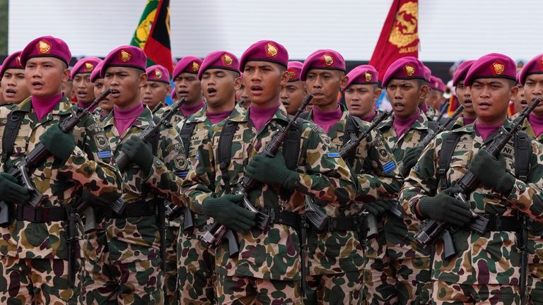 Indonesian marines welcomed Gen Milley on Sunday